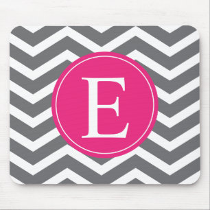 Mousepad Monograma cor-de-rosa-claro com cinza