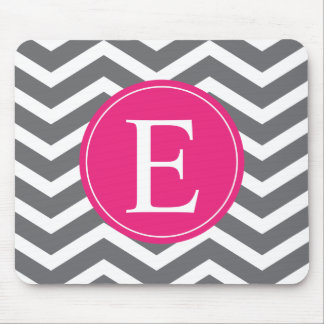 Mousepad Monograma cor-de-rosa-claro com cinza