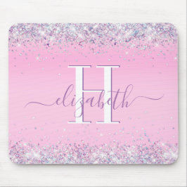 Mousepad Monograma Cor-de-Rosa de Confetti