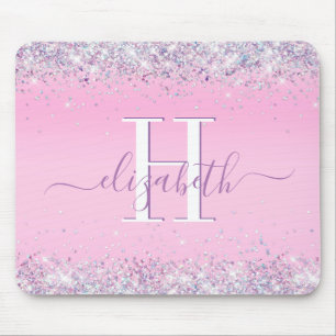 Mousepad Monograma Cor-de-Rosa de Confetti