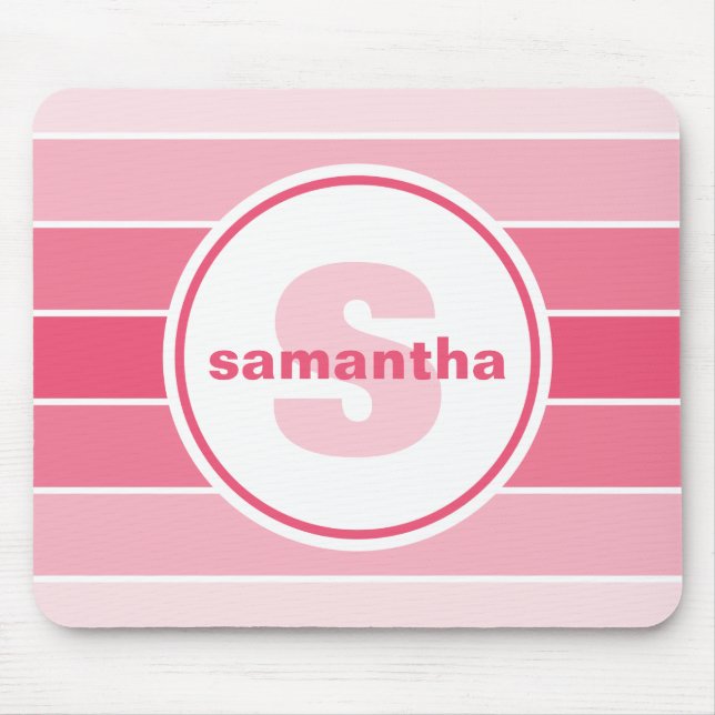 Mousepad Monograma cor-de-rosa de Ombre (Frente)