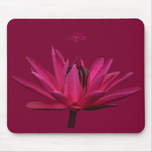 Mousepad Monograma cor-de-rosa do tapete do rato do lírio