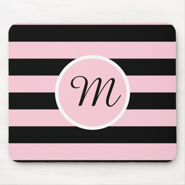 Mousepad Monograma, cor-de-rosa e preto (Frente)