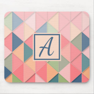 Mousepad Monograma cor-de-rosa geminado inicial
