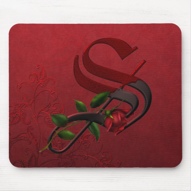Mousepad Monograma cor-de-rosa gótico S (Frente)