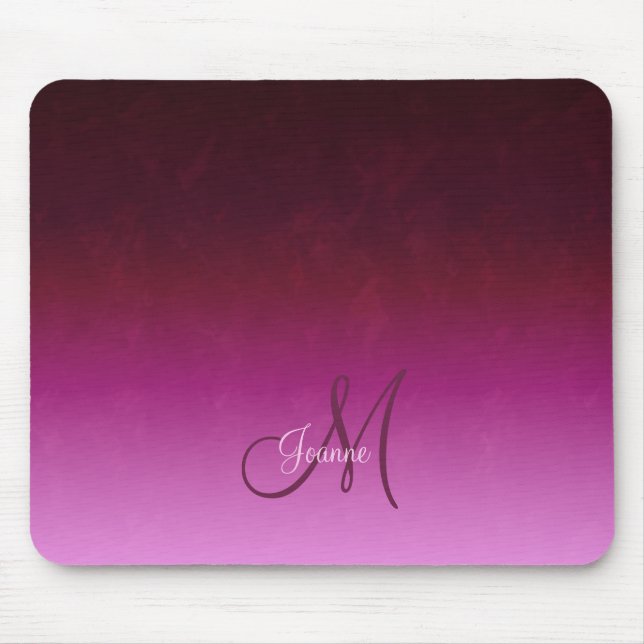 Mousepad Monograma cor-de-rosa impetuoso de Borgonha Ombre (Frente)