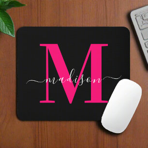 Mousepad Monograma Cor-de-Rosa Negrito Tipografia Inicial