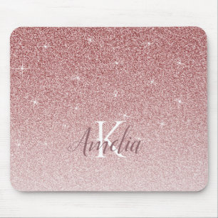 Mousepad Monograma cor-de-rosa personalizado do brilho da