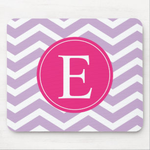 Mousepad Monograma cor-de-rosa púrpura e branca