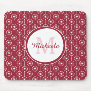 Mousepad Monograma Coração Vermelho