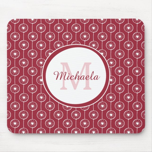 Mousepad Monograma Coração Vermelho (Frente)