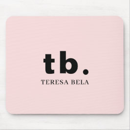 Mousepad Monograma Coral Rosa Elegante Feminino Minimalista