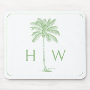Mousepad Monograma da árvore Palmetto de Palma Verde e Bran