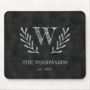 Mousepad Monograma da família russa de chalkboard Laurel Wr