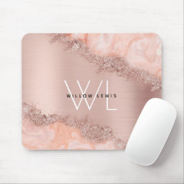 Mousepad Monograma da Glitter do Gito do Agite Rosa com Lâm