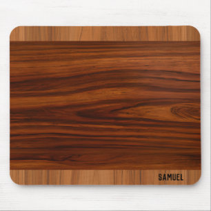 Mousepad Monograma da textura da madeira escura e castanha