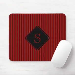 Mousepad Monograma das faixas verticais finas, de cor verme
