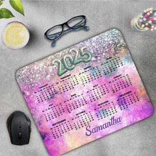 Mousepad Monograma de 2025 da cintura verde iridescente pra