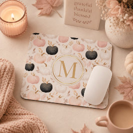 Mousepad Monograma de Abóbora Moderna – Inicial Personaliza