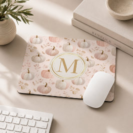 Mousepad Monograma de Abóbora Pastel – Inicial Personalizad