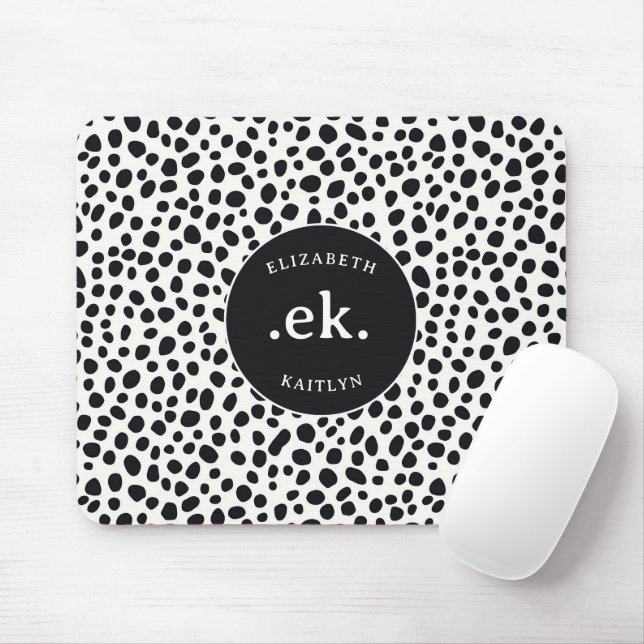 Mousepad Monograma de Abstrato de Cachorro Dalmático (Com mouse)