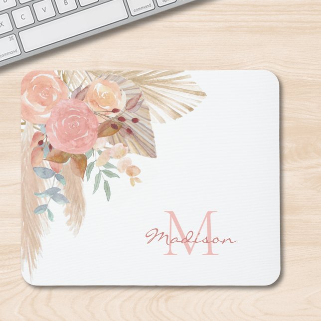 Mousepad Monograma de Aquarela Floral (Criador carregado)