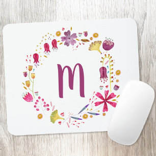 Mousepad Monograma de Aquarela Floral