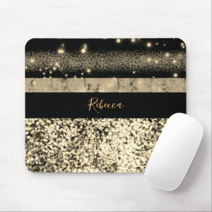 Mousepad Monograma de assinatura Dourada com brilho no luxo