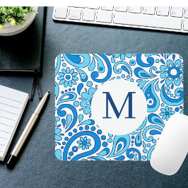 Mousepad Monograma de Azul de Paisley