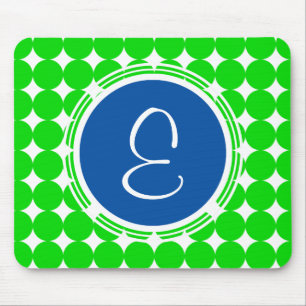 Mousepad Monograma de Bolinhas Azul e Verde