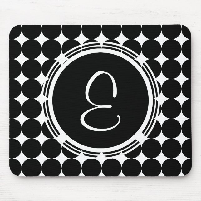Mousepad Monograma de Bolinhas Preta (Frente)