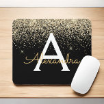 Mousepad Monograma de brilho brilhante Dourado de luxo pret<br><div class="desc">Monograma com nome de monograma com brilho esferográfica Dourado e preto Monograma Monograma Mousepad. Este teclado do mouse pode ser personalizado para incluir seu primeiro e primeiro sobrenome.</div>