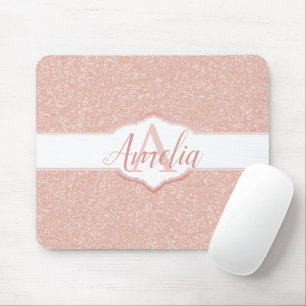 Mousepad Monograma de brilho rosa