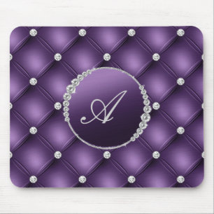 Mousepad Monograma de brilho roxo Elegante