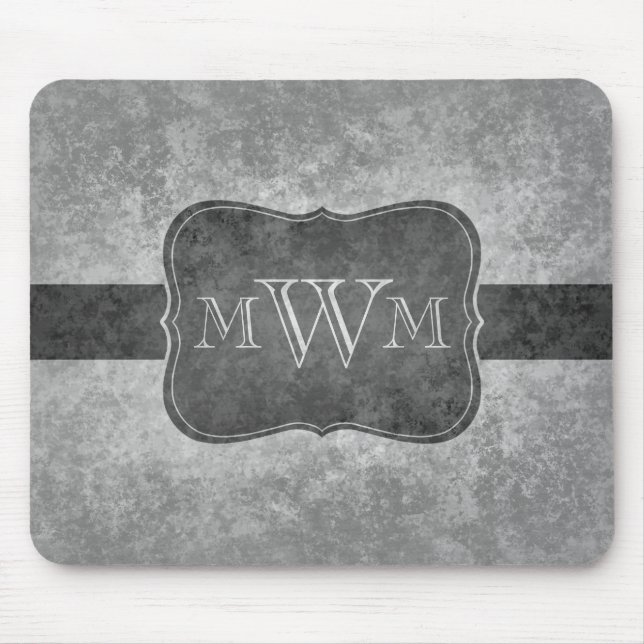 Mousepad Monograma de cinzas Grungy (Frente)