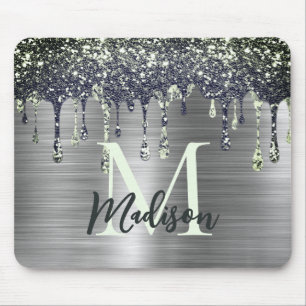 Mousepad Monograma de cinzas prateadas, Faux modernas e bon