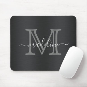 Mousepad Monograma de Cinzas Pretas Metálicas Brutas Modern
