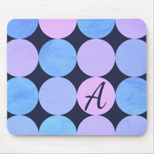 Mousepad Monograma de Círculos Rosa e Púrpura Azul