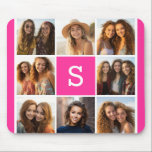 Mousepad Monograma de Colagem de Fotos do Instagram Rosa-Qu<br><div class="desc">Você pode usar fotos para este design. Use 8 fotos quadradas para criar um presente exclusivo e pessoal. Ou você pode ficar com o filhote hipster e fazer uma moda. Se precisar ajustar as fotos,  clique na ferramenta personalizar para fazer alterações.</div>