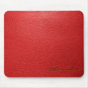 Mousepad Monograma de couro vermelho do costume do olhar do