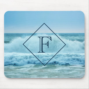 Mousepad Monograma de Cruzamento Onda Blue Ocean Beach Foto