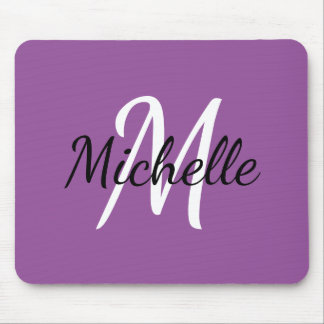 Mousepad Monograma de Cubo Moderno Inicial + Nome Purple &