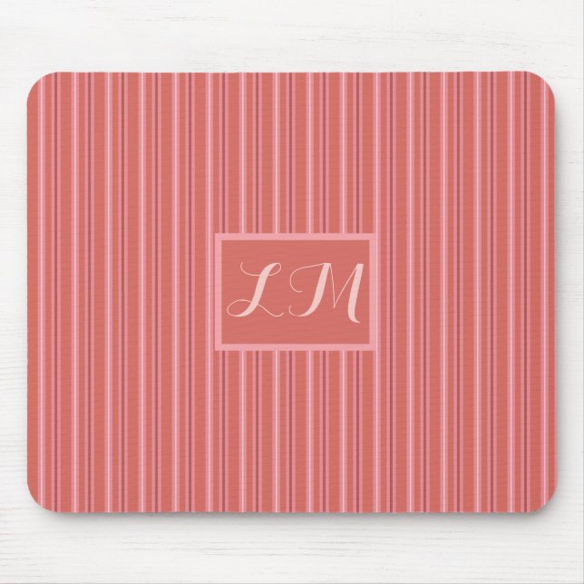Mousepad Monograma de faixas cor-de-rosa com tendência e co (Frente)