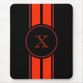 Mousepad Monograma de faixas de corridas vermelhas pretas