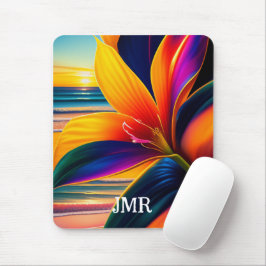 Mousepad Monograma de Flores Tropicais de Paraíso