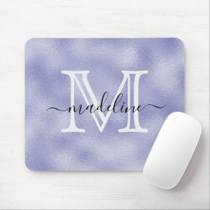 Mousepad Monograma de Folha Roxa de Script Moderno