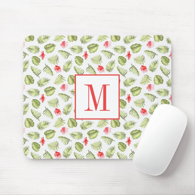 Mousepad Monograma de Folhas de Palmeira Modernas (Com mouse)