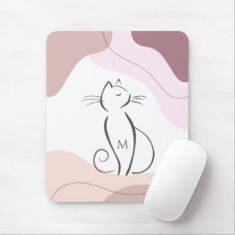 Mousepad Monograma de Formas Orgânicas de Gato Negro Minima