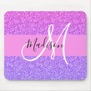 Mousepad Monograma de Gradação da Glitter Roxo de Brilho