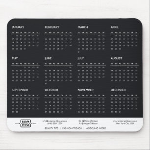 Mousepad Monograma de Iniciais de Calendário Personalizável